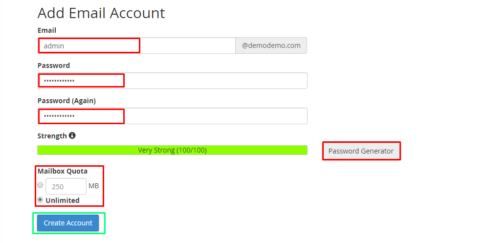 Adding email id in cPanel