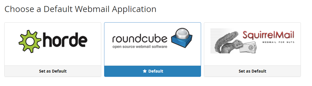 RoundCube selection for Webmail access